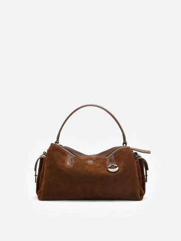 PAZZION, Sevila Suede Leather Satchel, Brown
